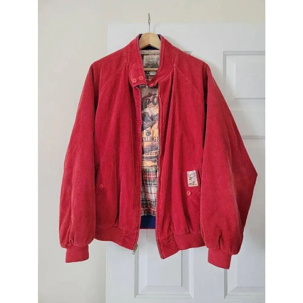 Vintage AUTHENTIC Scotland Yard OXFORD BAG Jacket FLIP-O-HOY Red Corduroy Jacket